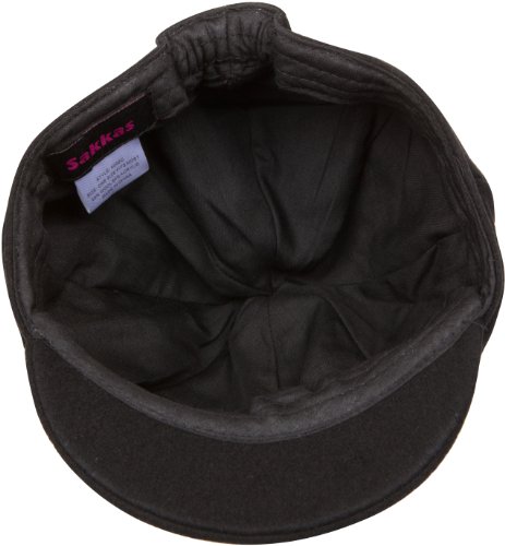 Sakkas 405Bc Sasha Wool Newsboy Cabbie Hat With Button Flower - Black - One Size #TOP2