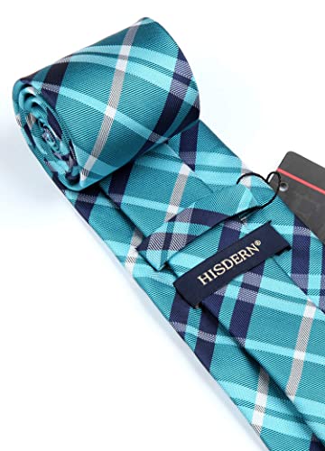 Image of HISDERN Mens Ties Plaid Tie and Pocket Square Set Classic Woven Formal Checkered Neckties & Handkerchief Wedding Party