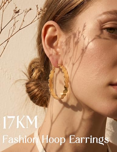 Image of 12 Pairs Gold Hoop Earrings Set for Women, Lightweight Hoop Jewelry