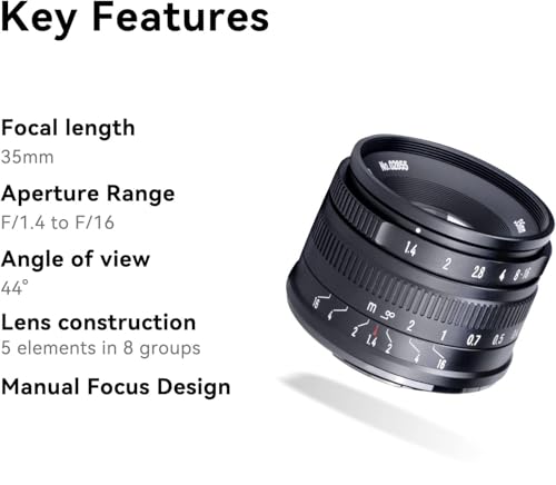 Lente manual 7artisans 35mm F1.4 Mark II para Canon R, RP, R5, R6 - Apertura grande para APS-C Mirrorless. - Fernando Cortés