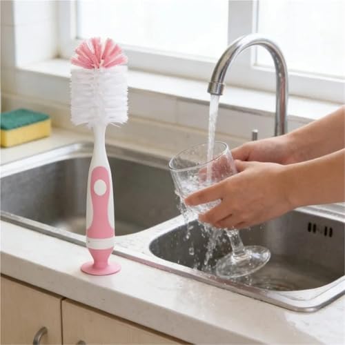 Brosse pour biberons et tasses à long manche rotatif - Lot multicolore - 5