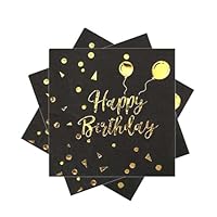 Tovaglioli Compleanno Happy Birthday - 20 Pezzi 33x33cm In Carta Oro E Bianco - Foto 6