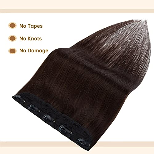 TESS Clip In Hair Extension 16 Inch,Hair Extensions Real Human Hair One Peice U-Shaped Straight Hairpieces for Women/Ladies/Girls(#1B Natural Black,16Inch) - Image 3