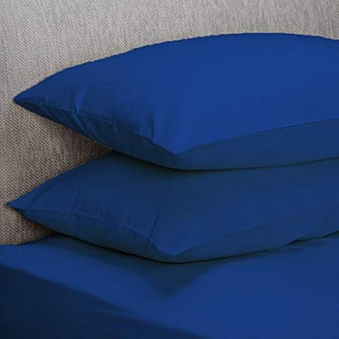 mFabrics New Polycotton Plain Dyed Housewife 4 Pack Pillow Covers - Easy Care Bedroom Pillowcases - Standard Size 50 x 75 cm Pillowcases (Royal Blue) Cover