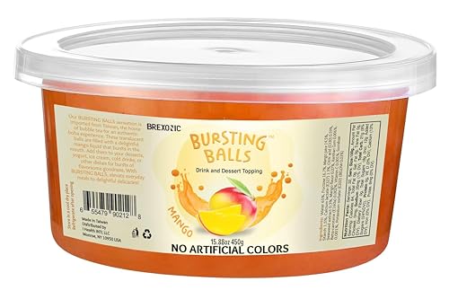 Mango Boba Pearls, Popping Boba Bursting Bubble Tapioca Pearls For Bubble Tea, No Artificial Colors (1 LB Pack of 1)