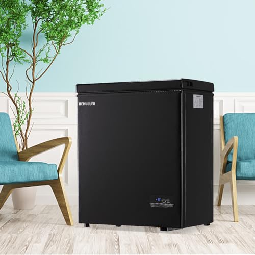 4.0 Cu.Ft Deep Freezer with Electronic Control Freestanding Freezers with 2 Hanging Stainless Steel Basket Mini Freezer Top Open Door Compact Freezer Ideal for Office Basement Kitchen Black