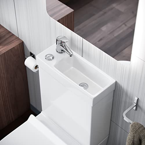 Image of Pilton 2 in 1 Toilet Basin Combo Combined Toilet and Sink Space Saving Cloakroom Unit