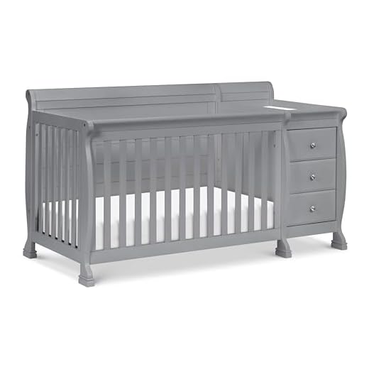 Davinci Kalani 4-in-1 Convertible Baby Crib & Changing Table Combo - GREENGUARD Gold Certified - Toddler Bed, Daybed, Full-Size Bed Conversion - 4 Adjustable Mattress Heights - Gray