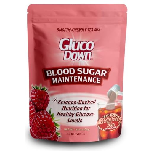 GLUCODOWN, Maintain Healthy Blood Sugar, Delicious Raspberry Tea Mix, Diabetic Friendly, 45 Servings, 1 Resealable Package.