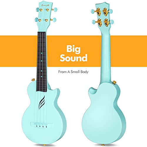 Image of Enya NOVA U MINI 21-Inch Carbon Fiber Soprano Travel Ukulele, Blue | Waterproof Body, Resists Humidity and Temperature Changes, 0.9 lb, Low-Action Setup, Beginner Kit: Case, Strap, Capo, Strings