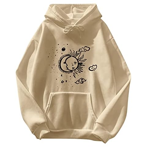 Comfy Hoodies for Women Womens Cute Sweatshirt Long Sleeve Hoodie Cotton Pullover Top with Pockets with Pockets Ladies Short Sleeve Sweatshirts (Beige, L) Cover