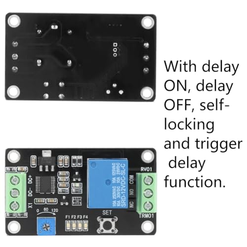 Fafeicy Fafeicy DC12V 555 Zeitverzögerung Relaismodul, 0,1S bis 120S Selbsthemmende Verzögerung Ein Aus Zeitschalter, Super 555 Timer DC, Mit Anti-Reverse-Funktion des Netzteils, 60 * 35 * 20 mm (DC12V) - Produktansicht 3 | Relais