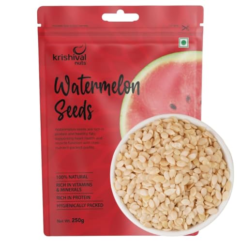 Krishival Watermelon Seeds 500g (250g x 2 Pack), Premium Roasted Seeds, High Protein Snack, Rich in Nutrients, Healthy Diet Food for Weight Loss, Gym Snacks, Clean Eating Seeds