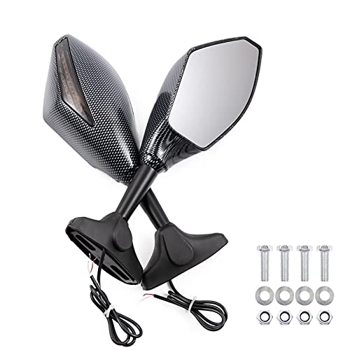 Espejo retrovisor de fibra de carbono con señal integrada para motocicleta Yamaha R1 R6 FZ1