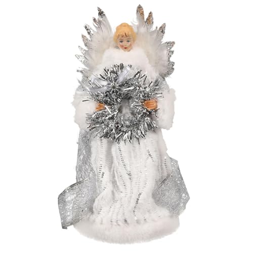 Figura de ángel de Navidad con punta de árbol de Navidad, decoración navideña