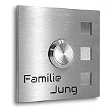 Inklusive hochwertiger Laser Gravur. Dieses Verfahren garantiert, dass die Oberfläche der Klingelplatte nicht wie bei einer herkömmlichen Tiefengravur beschädigt wird und so die Gravur auch nach Jahren unverändert bleibt. Ihr individueller Text und die Schriftart können Sie über die Schaltfläche 