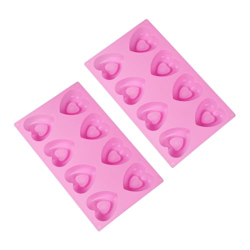 Image of Cutting EDGE Heart Shape Muffin Pan Silicone Mold | Long-Lasting & Flexible | for Making Chocolate, Dessert, Pastry, Brownie, Muffins, Jelly, Pudding and Many More (Pack of 2 - Pink Color)