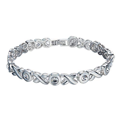 Bracelets pour femme fille Petite amie simple et élégant Bracelet Cadeau Femme Cadeau de mariage Bracelet Argent sterling avec cristal de Swarovski Cover