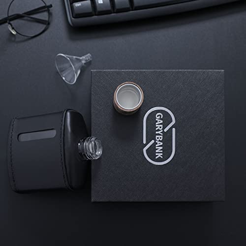 Handmade Genuine Leather Hip Flasks For Liquor For Men, Glass Whiskey Flask With Funnel & Wood Lids Leakproof For Hennessy Liquor & Spirits, Premium Flask Set Gifts Idea For Men (Black, 100Ml) #TOP6