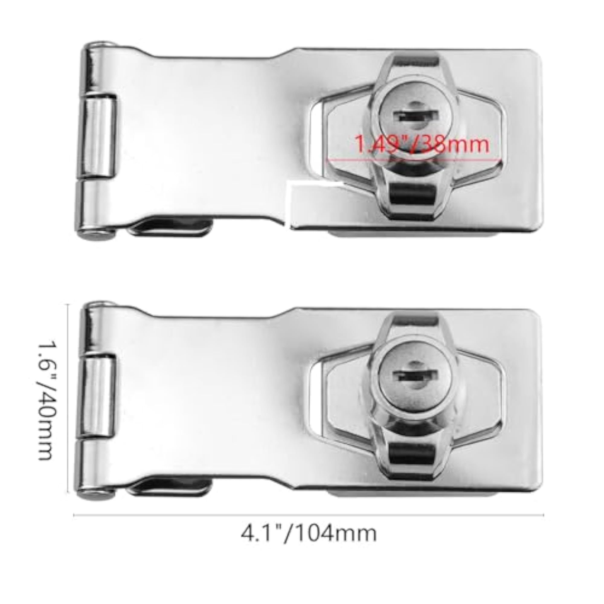 2PCS 4 Inch Keyed Hasp Locks with Screws