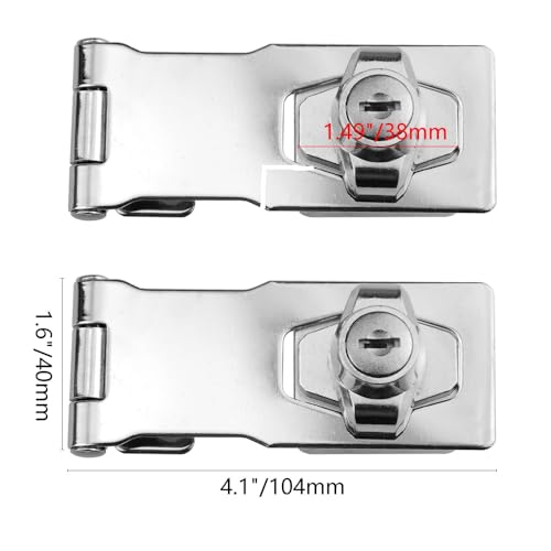 Image of TOVOT 4PCS 4 inch Keyed Hasp Locks Door Hasp Latches Lock Padlock Latches for Cabinet Drawer(Keyed Alike)
