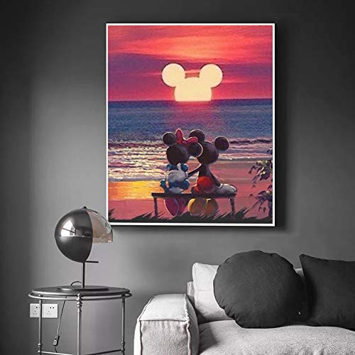 AILIBUT DIY 5D Full Drill Diamond Painting Kits,Paint with Circular Diamonds by Numbers, Romantic Beach Diamond Art for Home Wall Decor Gift(12x16inch)