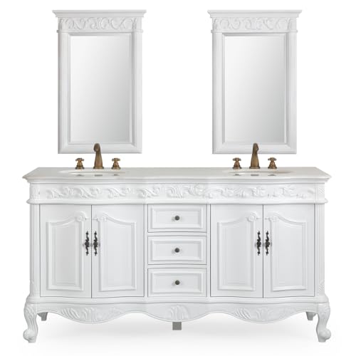 Benton Collection 72 Beckham Antique White Bathroom Sink Vanity with