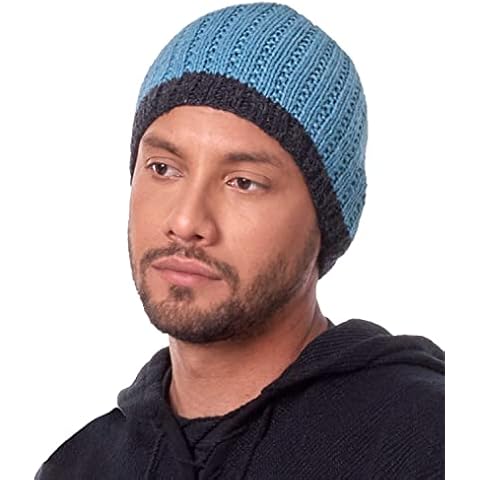 INTI ALPACA Bicolor Handmade Skull Hat for Men - Winter Beanie, Bicolor Cover