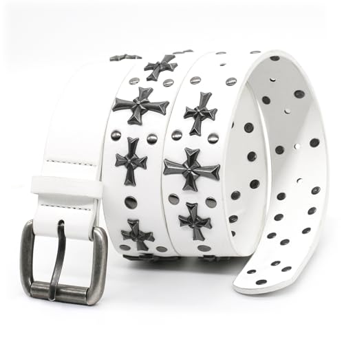 blu&ben Studded Belt for Women Y2K Metal Punk Rock Style Rivet Belts with Cross Rivet for Jeans Pants