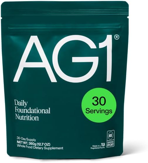 AG1 Greens Powder Refill Pouch – 75 Vitamins, Multivitamin & Probiotic | Gut Health Support | Vegan, Keto, Gluten Free | Athletic Greens Supplement - Pouch Only, Classic Formula