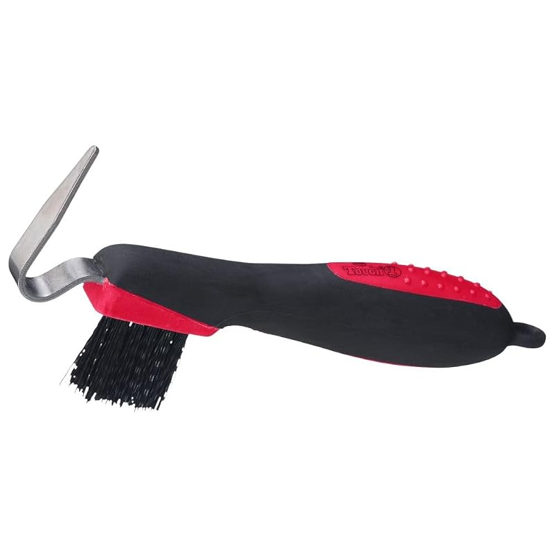 Limpador de Cascos para Cavalos Tough 1 com Escova e Palheta Metálica Vermelho, 1 unidade