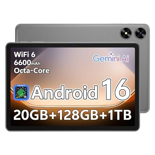 SHARECLOUD Android 16 Tablet 10.1 inch Tablet with Octa-Core Processor, 20GB RAM 128GB ROM 1 TB Expandable, 1280x800 HD IPS Touch Screen, GPS, 8H Battery, WiFi 6, BT 5.2, Dual Camera (Gray)