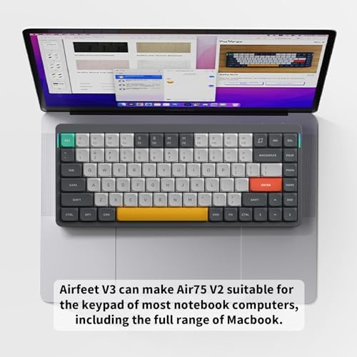 nuphy Air75 V2 Portable 75% Mechanical Keyboard,Wireless Keyboard,Supports Bluetooth/2.4G/USB-C RGB Bluetooth Keyboards,Compatible with Windows/Mac OS/Linux Systems-Grey Gateron Wisteria Switch - 5
