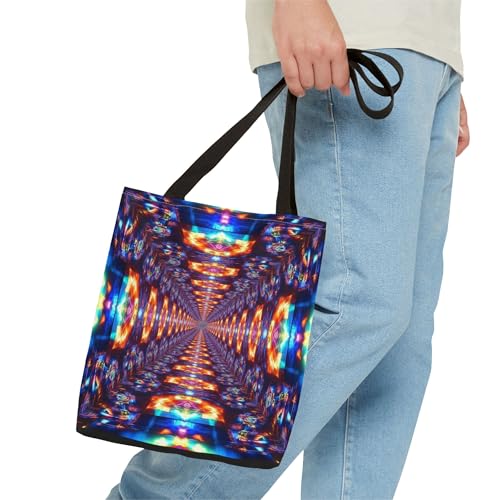 Premium Tote Bag with Reinforced Stitching - A Vividly Colored Kaleidoscope Tunnel Glowing Endlessly3