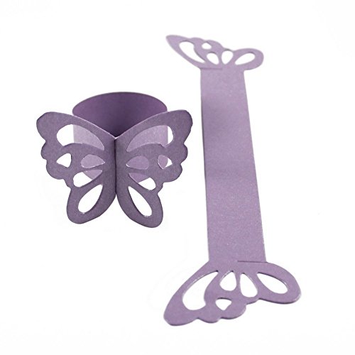 Sorive Pack Of 50 Butterfly Paper Napkin Rings For Wedding Party Decoration (Lavender/Lilac/Light Purple) #TOP2