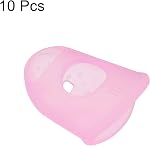 PATIKIL Finger Tips Anti Slip Fingertip Protector, 10 Pack 29mm Silicone Finger Guard for Paper Sorting Sewing Guitar Playing, Pink L Size