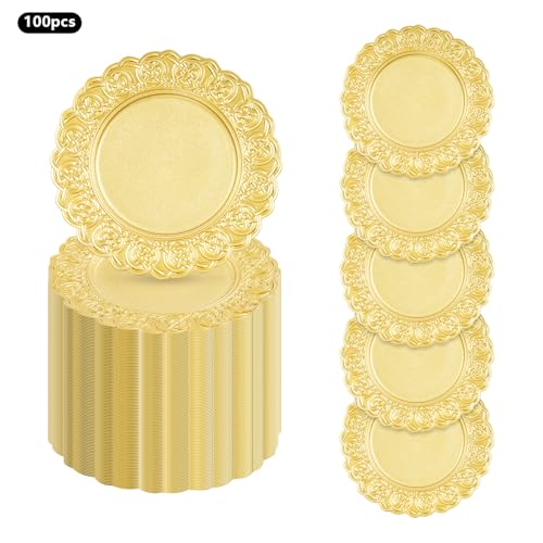 100 Platos Dorados Plástico 13 in Reutilizables miniatura 7
