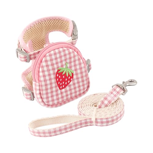ピンク 犬用ベスト型ハーネス リード付き 小型犬用(トイプードル・ビション・ポメラニアン対応) メッシュ 散歩 お出かけ 反射条付き 安全快適 (M(7-15斤))