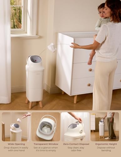 image for Momcozy Diaper Pail with Patented Triple-Seal Odor Control, Wide Openi
