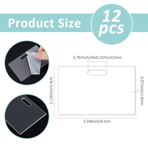 SUPERFINDINGS 12 peças de crachá de acrílico transparente em branco 85 x 54 mm para suporte de crach
