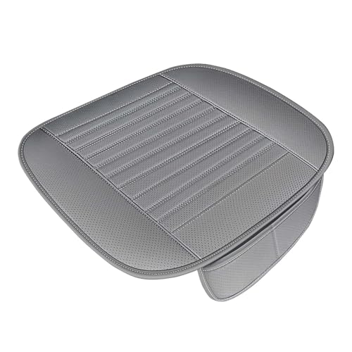 Universelle Sitzkissen Auto, Atmungsaktiv Sitzauflagen Vordersitze aus Leder & Baumwolle, Vordersitzkissen Leicht zu Reinigen, Rutschfest Sitzauflage Auto für Ganzjahreskomfort (Grau, 49x47cm)