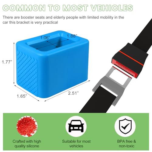 Image of povtii 2PCS Car Seat Belt Buckle Holder, Silicone Auto Seatbelt Buckle Booster Makes Receptacle Upright Buckling, Easy Access Seat Belt Buckle Safety Cover for Kids, Car Accessories (Blue)