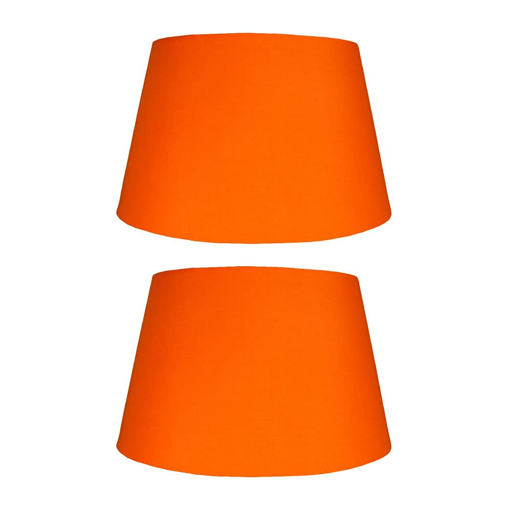 Britalia 2 Pack - Burnt Orange 10" Cotton Tapered Drum Vintage Lampshade with Reversible Gimble & Shade Reducing Ring to Fit All Types of Lampholders - Rolled Edges - Hard Lined - Sold in Pairs