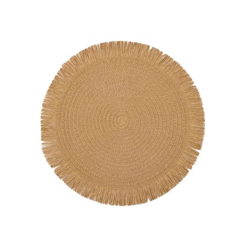 Round Woven Fringe Placemats, Boho Resistant Table...