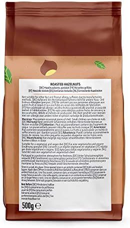 Amazon Brand - Happy Belly Unsalted Roasted Hazelnuts 2x500g