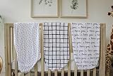 NODNAL CO. 3 Fitted Black/White Crib Sheets and Bassinet Sheets Set 3 Pack- 100% Oeko-TEX Cotton for