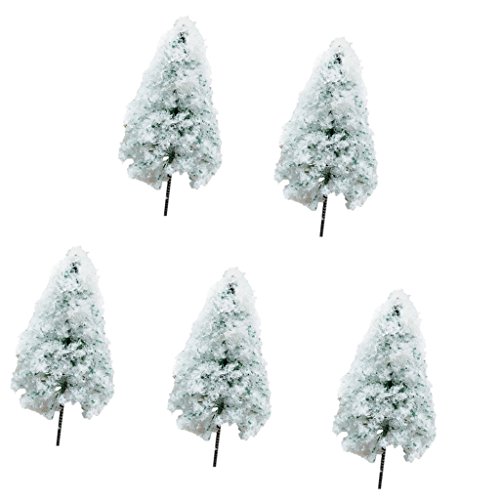 F Fityle Dollhouse Miniature Figures Accessories Kits - 5 X White Christmas Tree Model DIY Crafts Ornament Figurine Moss Terrarium Bonsai Pot Cake Decor