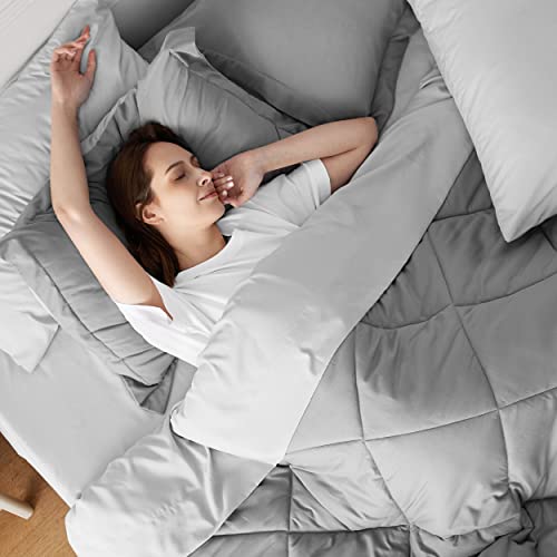 Bedsure Full Size Comforter Sets - 7 Pieces Reversible Full Bed In A Bag Full Bed Set With Comforters, Sheets, Pillowcases & Shams, Grey Full Bedding Sets #TOP5