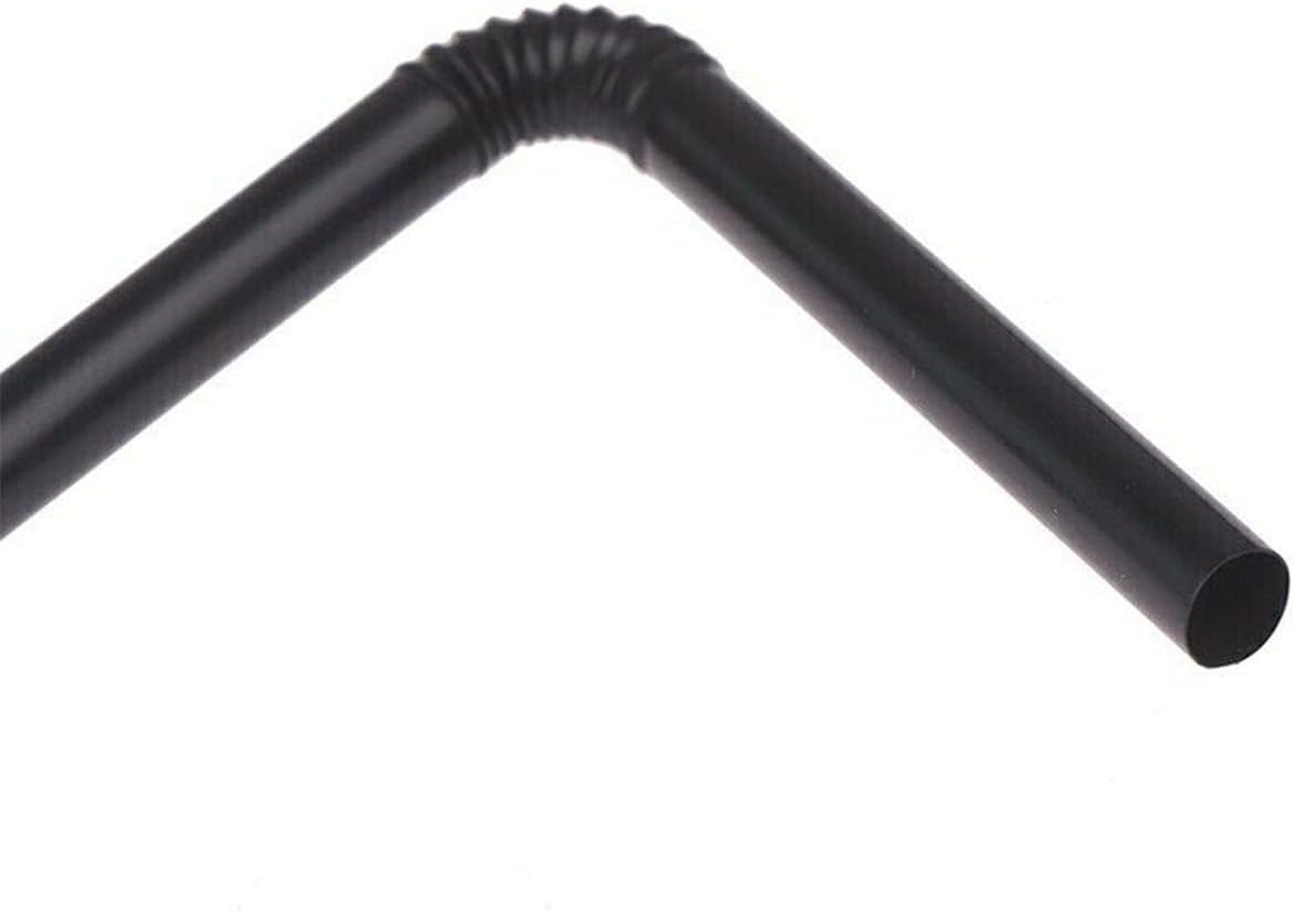 100pcs 8.3" Black Flexible Disposable Drinking Straws Plastic Straws for Bar Party Kitchen Favor