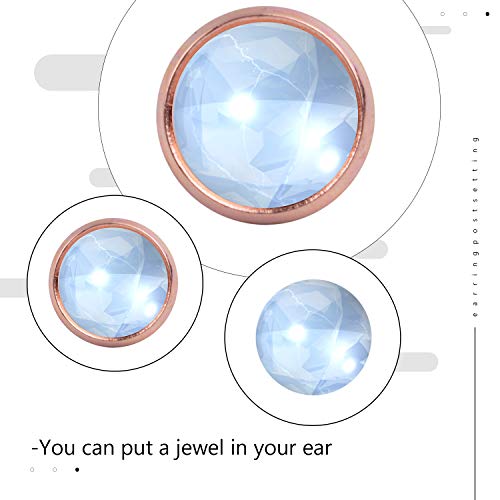 Bronagrand 50 Pieces Stainless Steel Stud Rose Gold Earring Cabochon Setting Post Cup For 10Mm And 50 Pieces Clear Rubber Earring Safety Back #TOP3